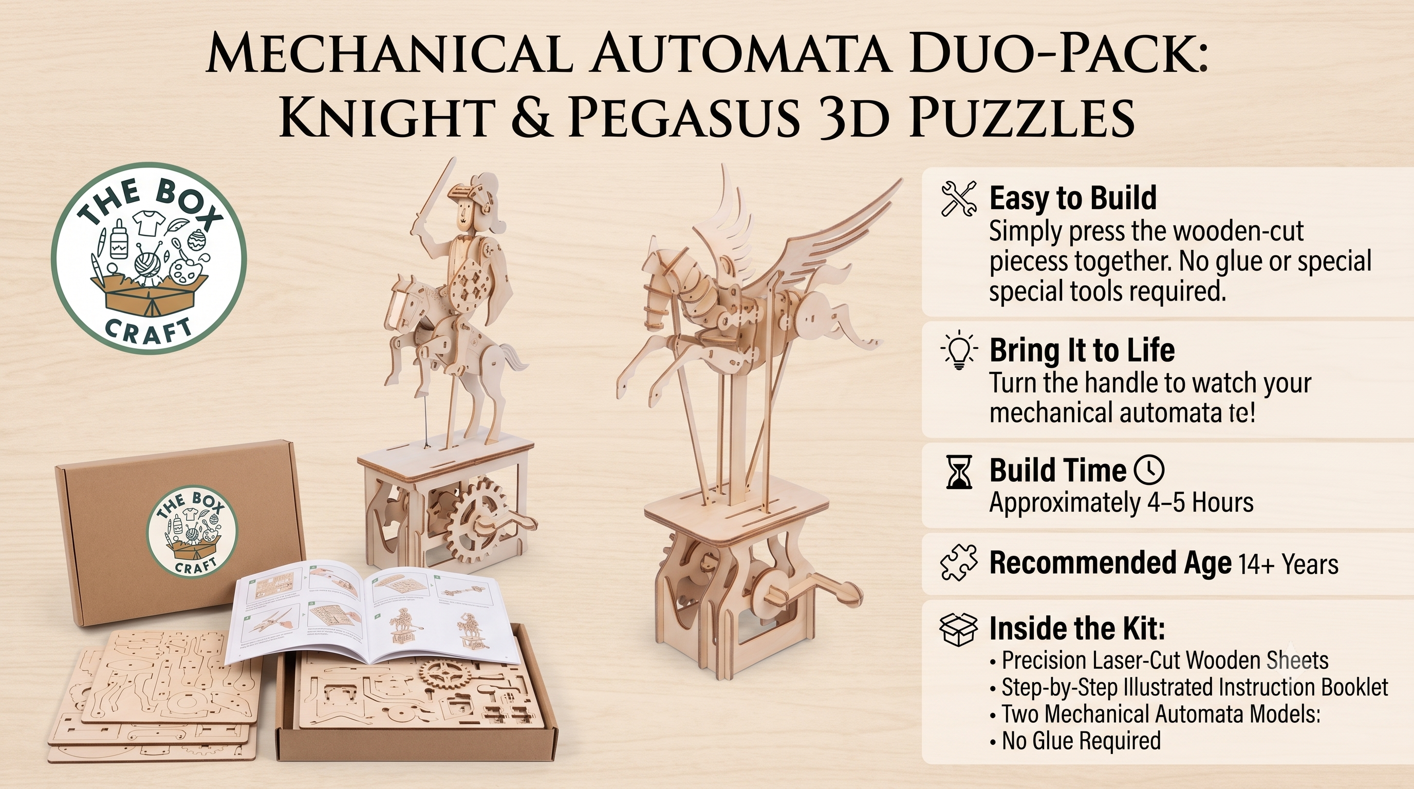 3D Mechanical Automata Kit: Knight & Pegasus